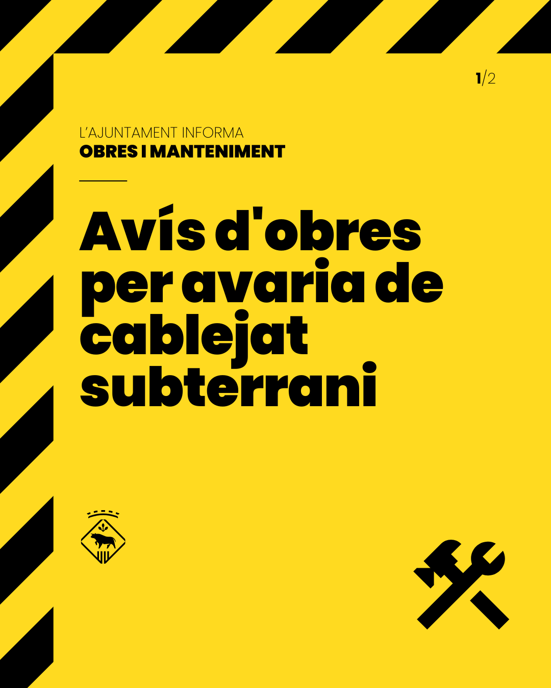 Avís d'obres per avaria de cablejat subterrani