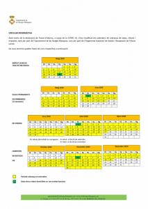 La circular informativa de les Borges, amb la modificació del calendari fiscal 2020.