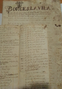 Document manuscrit del padró d’habitants de les Borges que data del segle XVII