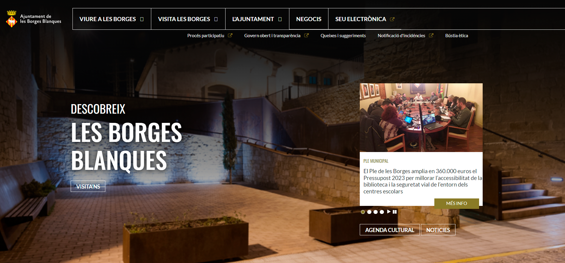 Captura de pantalla de la nova pàgina web del consistori borgenc