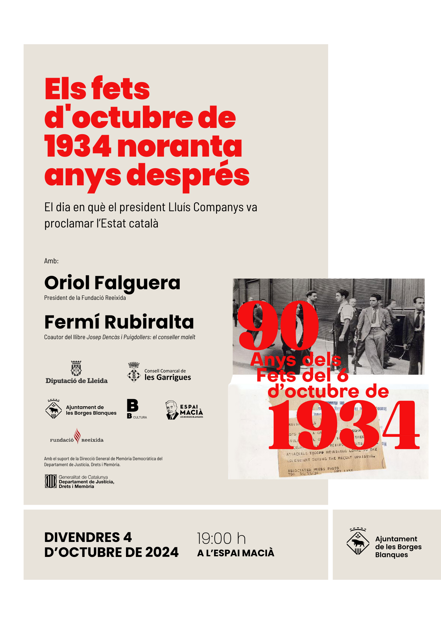 Els fets d'octubre de 1934 noranta anys després