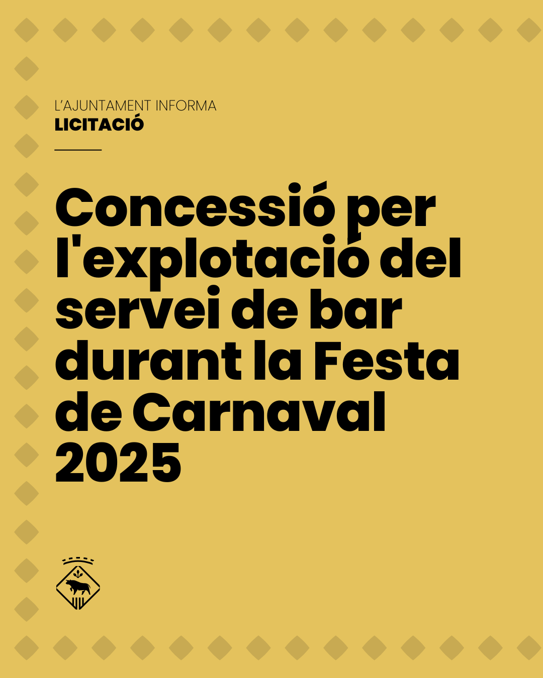 Licitació per a l’explotació del servei de bar durant el Carnaval 2025